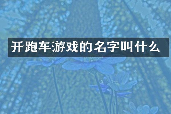 开跑车游戏的名字叫什么