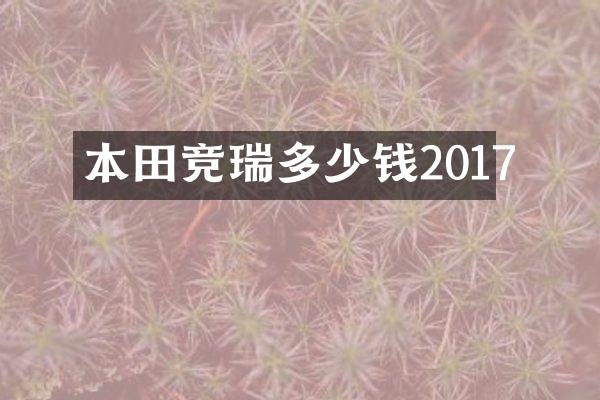 本田竞瑞多少钱2017