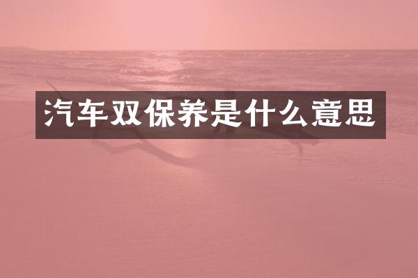 汽车双保养是什么意思