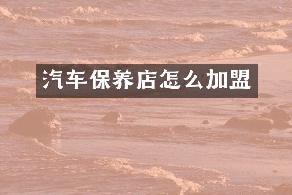 汽车保养店怎么加盟