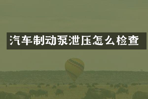 汽车制动泵泄压怎么检查
