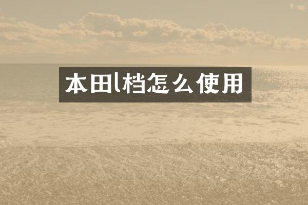 本田l档怎么使用