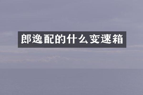 郎逸配的什么变速箱
