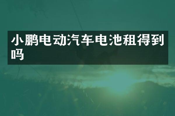 小鹏电动汽车电池租得到吗