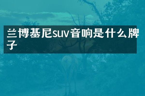 兰博基尼suv音响是什么牌子