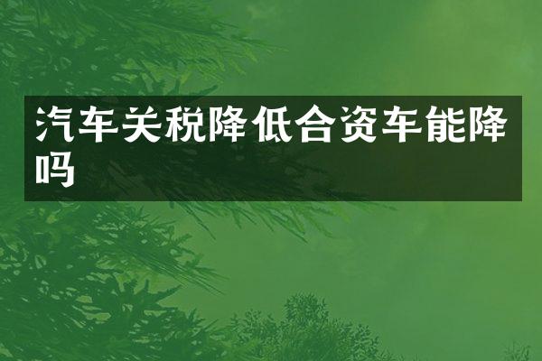 汽车关税降低合资车能降吗