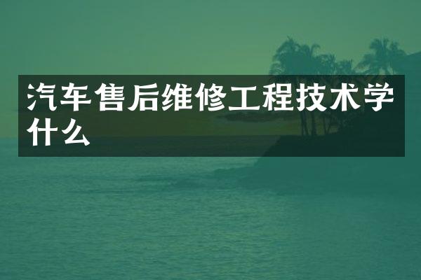 汽车售后维修工程技术学什么