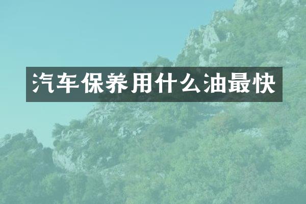 汽车保养用什么油最快