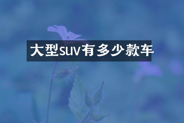 大型suv有多少款车