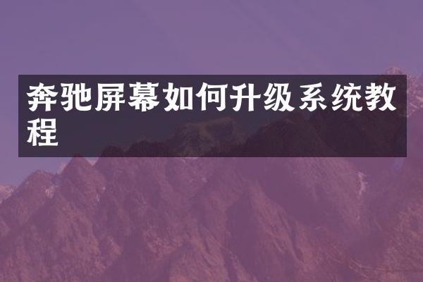 奔驰屏幕如何升级系统教程