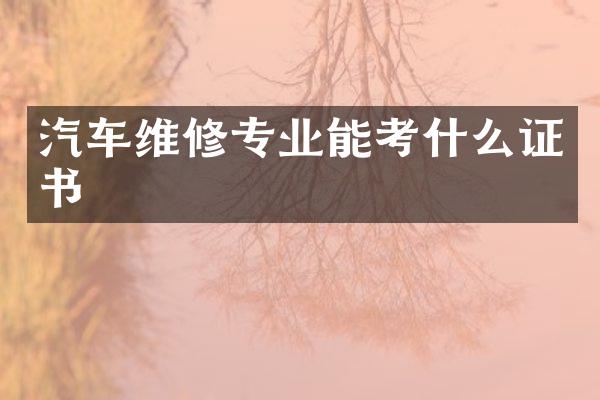 汽车维修专业能考什么证书