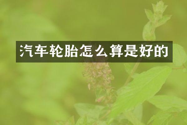 汽车轮胎怎么算是好的