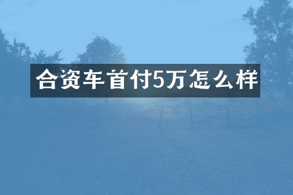 合资车首付5万怎么样