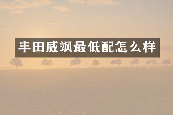 丰田威飒最低配怎么样