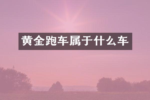 黄金跑车属于什么车