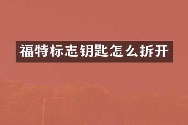 福特标志钥匙怎么拆开