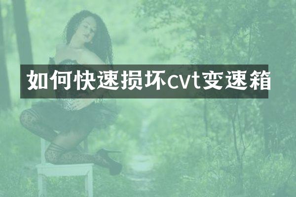 如何快速损坏cvt变速箱