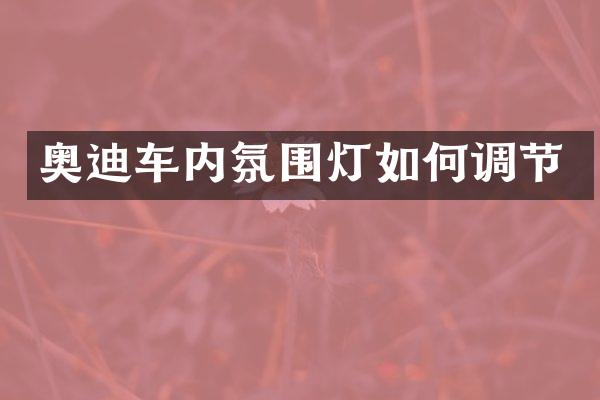 奥迪车内氛围灯如何调节