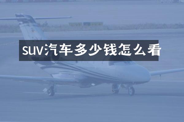 suv汽车多少钱怎么看