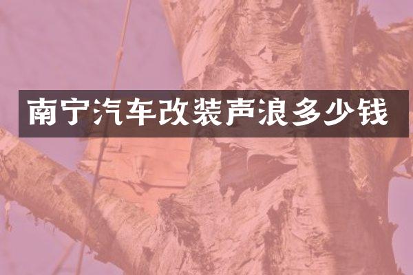 南宁汽车改装声浪多少钱