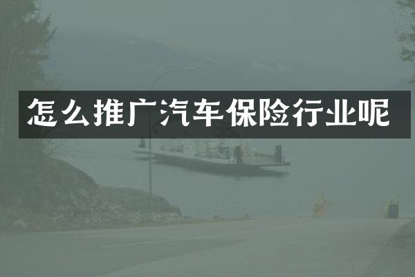 怎么推广汽车保险行业呢