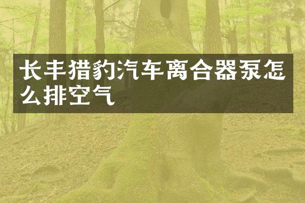 长丰猎豹汽车离合器泵怎么排空气