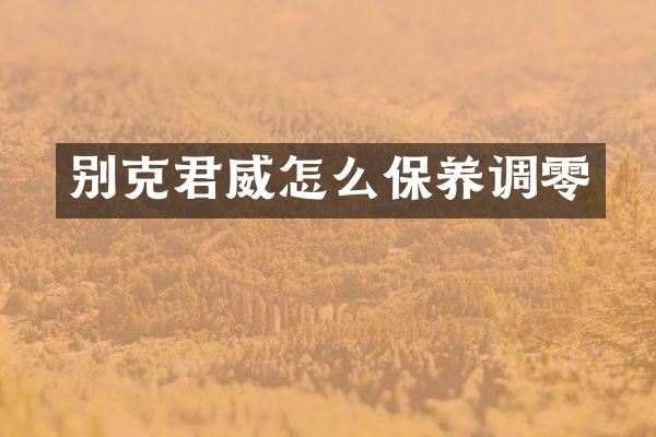 别克君威怎么保养调零