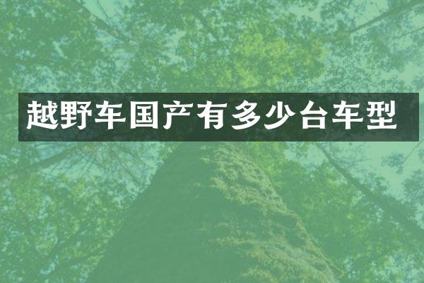 越野车国产有多少台车型