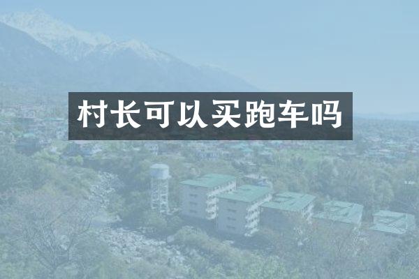 村长可以买跑车吗