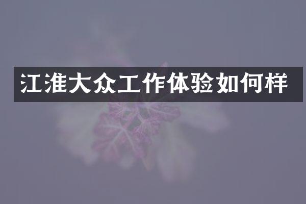江淮大众工作体验如何样