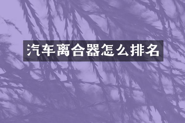 汽车离合器怎么排名