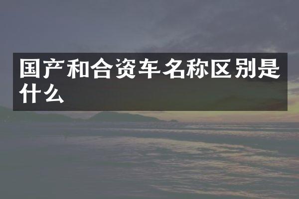 国产和合资车名称区别是什么
