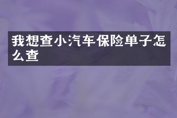 我想查小汽车保险单子怎么查