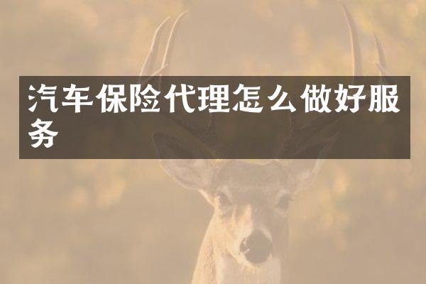 汽车保险代理怎么做好服务
