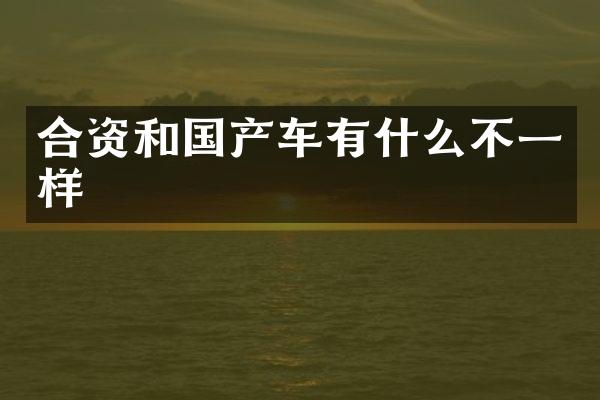 合资和国产车有什么不一样