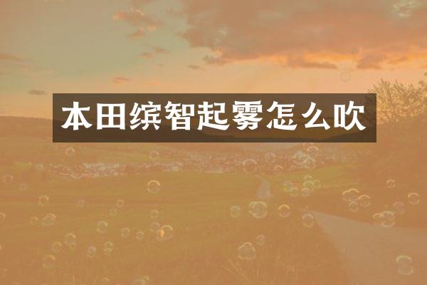 本田缤智起雾怎么吹