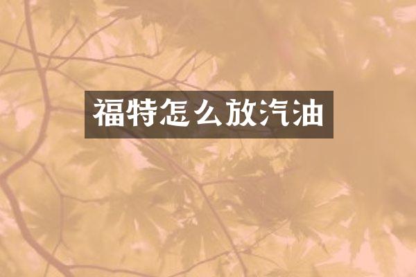 福特怎么放汽油