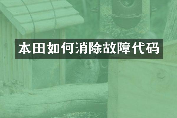 本田如何消除故障代码