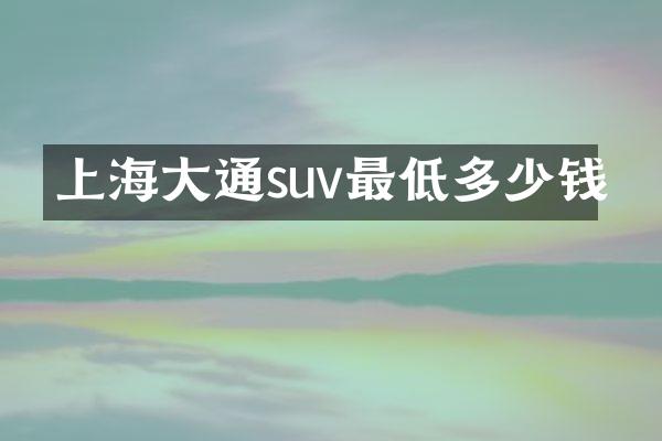 上海大通suv最低多少钱