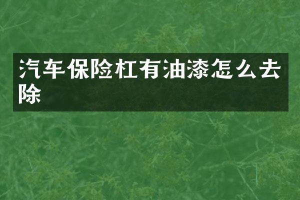 汽车保险杠有油漆怎么去除