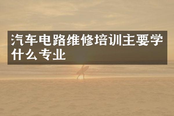 汽车电路维修培训主要学什么专业