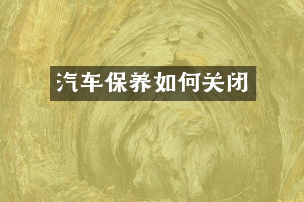 汽车保养如何关闭