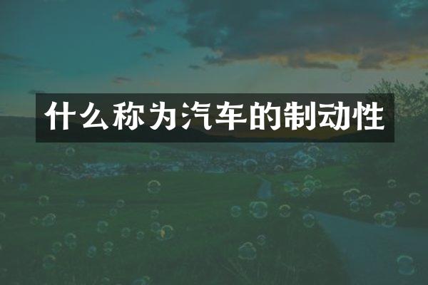 什么称为汽车的制动性