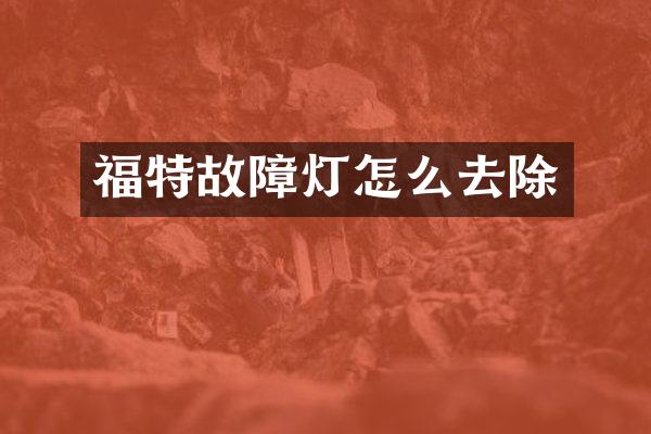 福特故障灯怎么去除