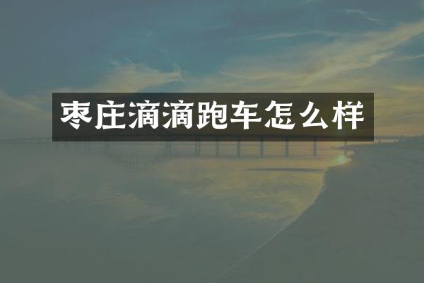 枣庄滴滴跑车怎么样