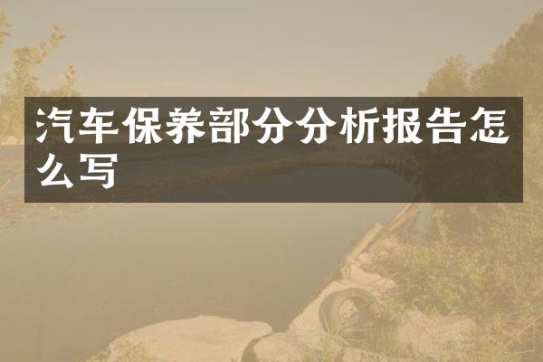 汽车保养部分分析报告怎么写
