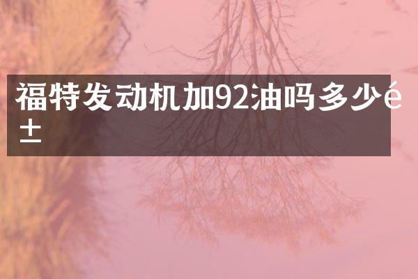 福特发动机加92油吗多少钱