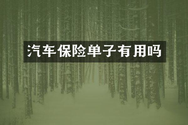 汽车保险单子有用吗