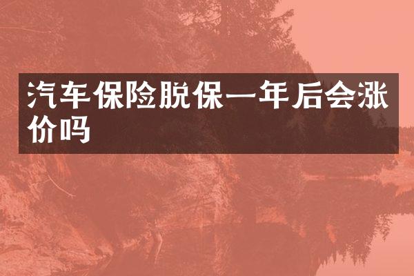 汽车保险脱保一年后会涨价吗