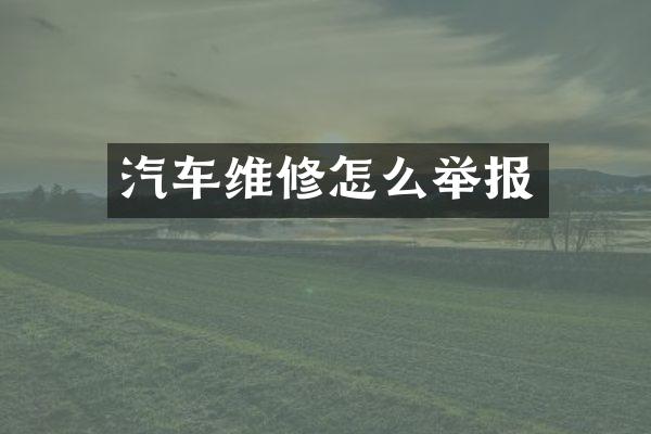 汽车维修怎么举报